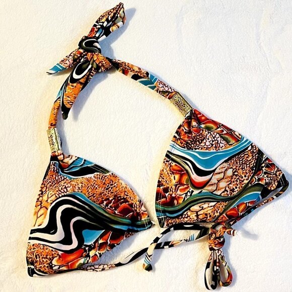 Hot Kiss Printed Triangle Bikini Top - Picture 1 of 4